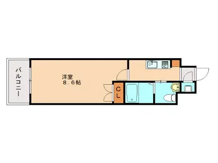 NO.65 クロッシングタワーORIENT(1K/4階)の間取り写真