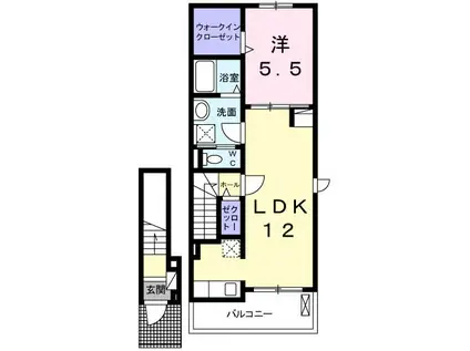 ベル メゾン忍ケ丘(1LDK/2階)の間取り写真