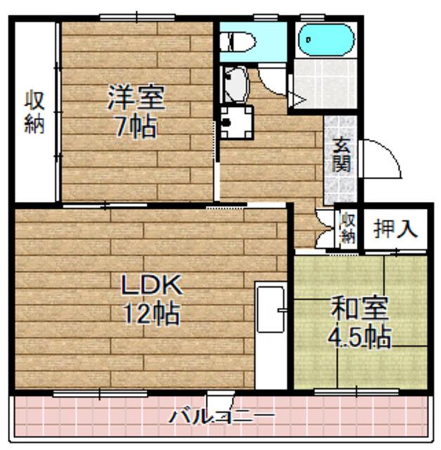富田第二71号棟(2LDK/5階)の間取り写真