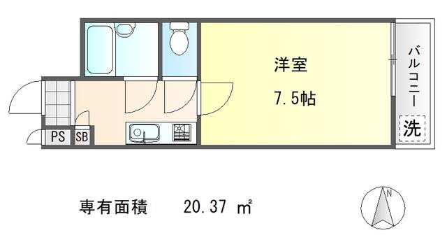 サンダ館II(1K/1階)の間取り写真