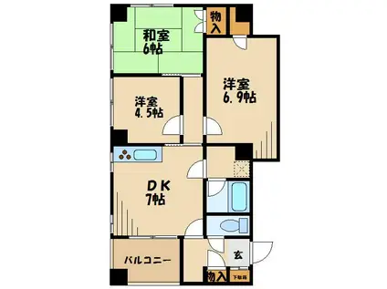 三鷹新川プラザ(3DK/2階)の間取り写真