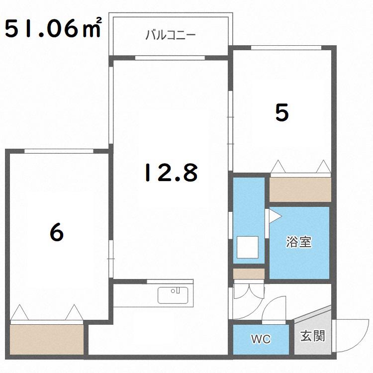 アルシオーネS12(2LDK/1階)の間取り写真