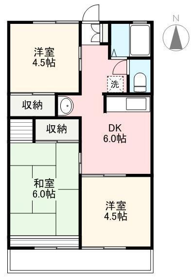 シティハイム藤塚(3DK/2階)の間取り写真