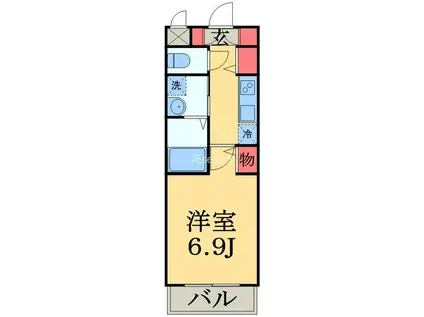 ベルコーポ(1K/2階)の間取り写真