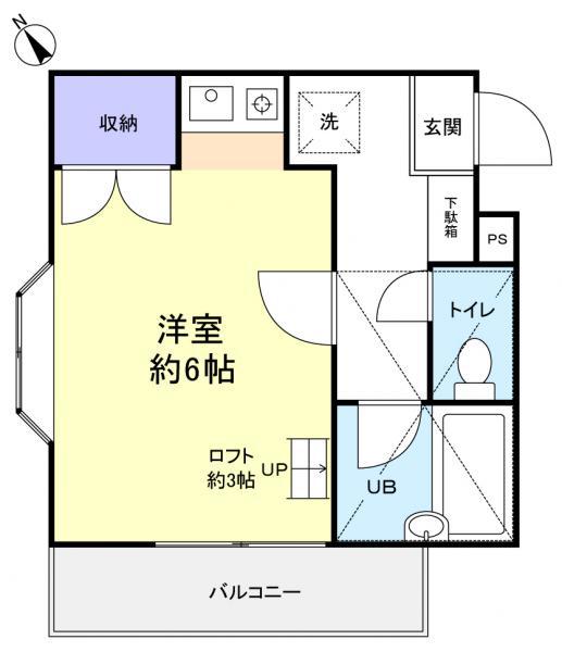 ロフティーフラワー1号館(ワンルーム/2階)の間取り写真