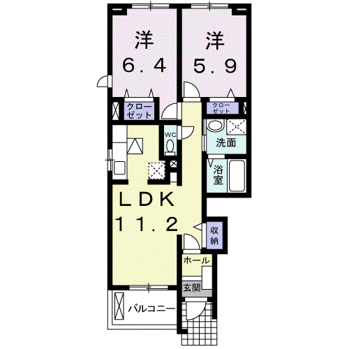 サン ベル メゾン(2LDK/1階)の間取り写真