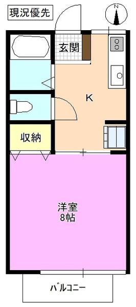 サンライズかしみ(1K/1階)の間取り写真