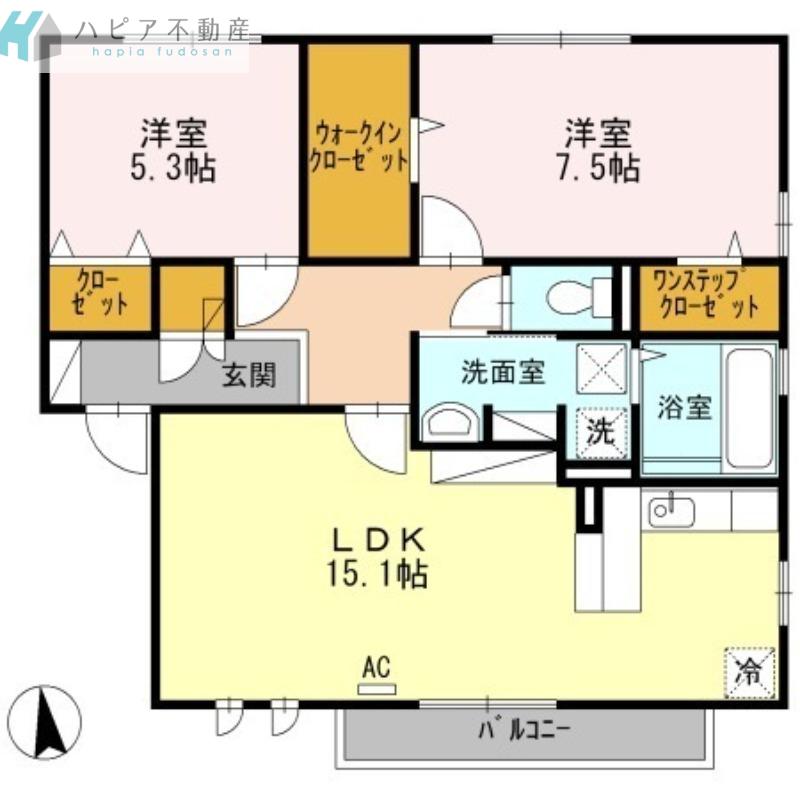 レディーバード(2LDK/1階)の間取り写真