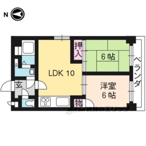 VIENTO深草(2LDK/4階)の間取り写真