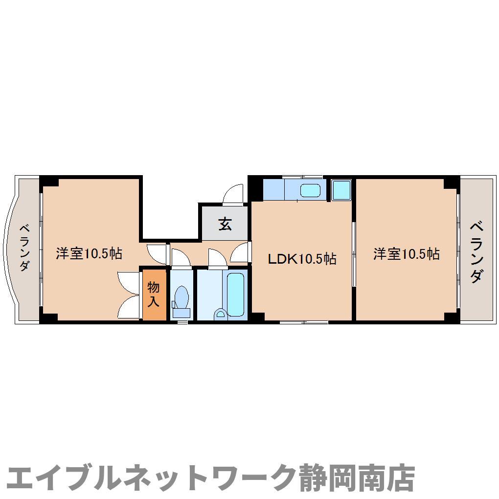 サンフレア馬渕(2LDK/4階)の間取り写真