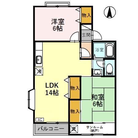 ノール・ヴィラージュ A(2LDK/1階)の間取り写真