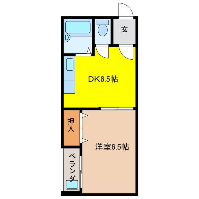 マウンティンやかた II(1DK/2階)の間取り写真