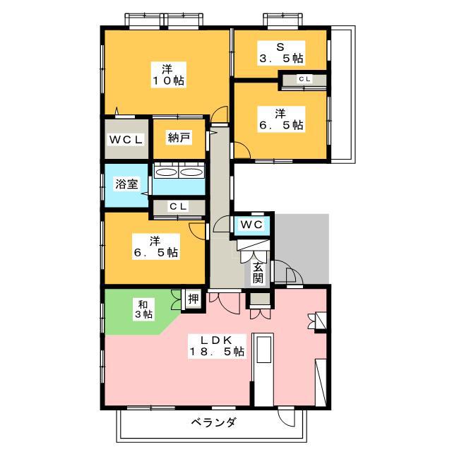 中央4丁目(3SLDK/3階)の間取り写真