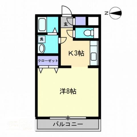 フラワーマンション(1K/4階)の間取り写真