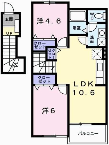 ピュアメゾン(2LDK/2階)の間取り写真