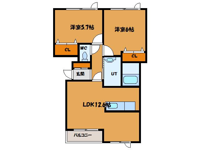 コリーヌ.ビラ(2LDK/1階)の間取り写真