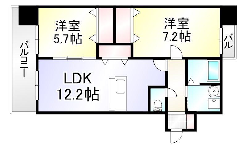 レジェンド砂津(2LDK/10階)の間取り写真