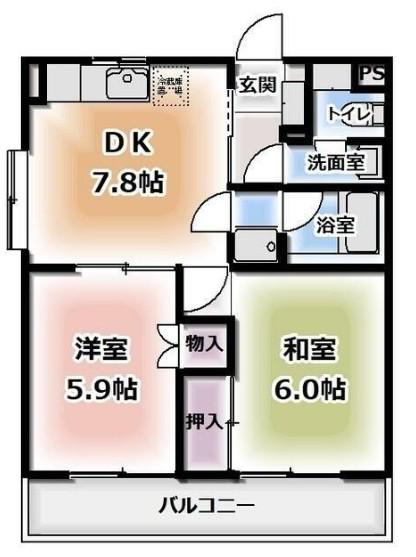 エスポワール下島(2DK/3階)の間取り写真