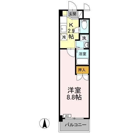 ベーラバン清水(1K/2階)の間取り写真