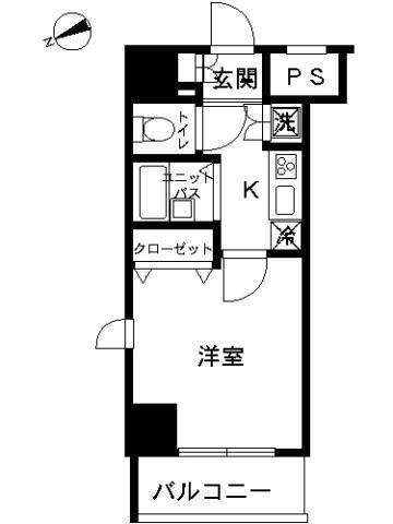 スカイコートヴィーダ五反田ウエスト(1K/9階)の間取り写真