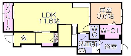 スリジエ リアン セカンド A(1LDK/1階)の間取り写真