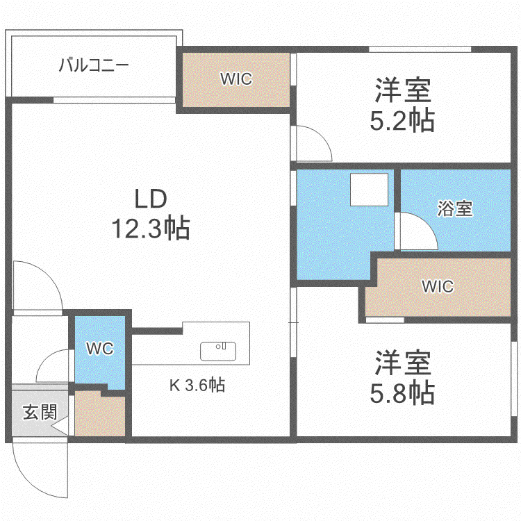 CG HOMES 南11条(2LDK/2階)の間取り写真