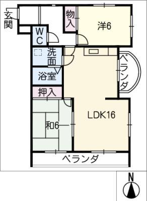 セントラル宮本(2LDK/2階)の間取り写真
