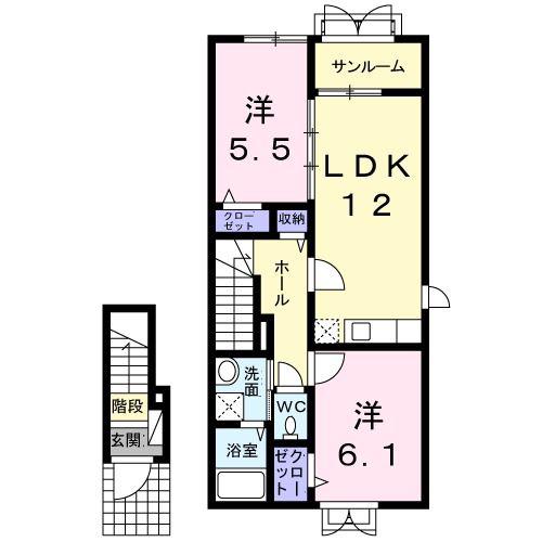 イームズ(2LDK/2階)の間取り写真