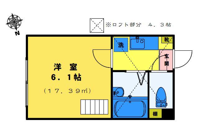 プアメリア(1K/2階)の間取り写真