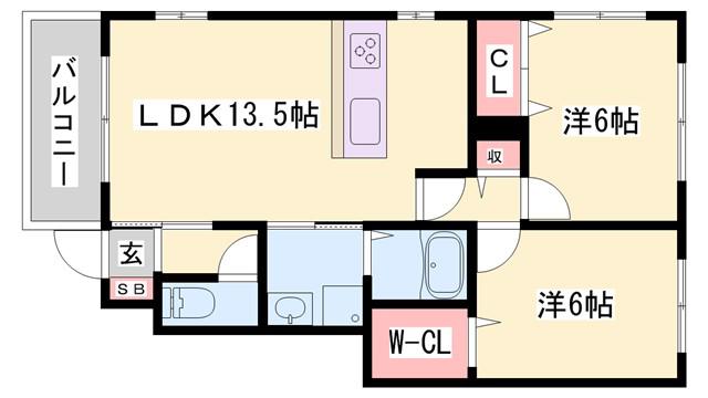 コンフォート大島IV B棟(2LDK/1階)の間取り写真