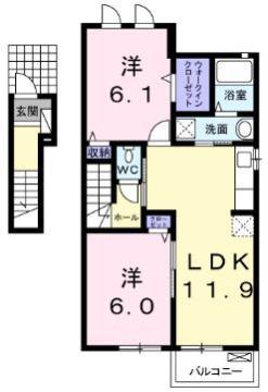 ベーネソプラ A(2LDK/2階)の間取り写真
