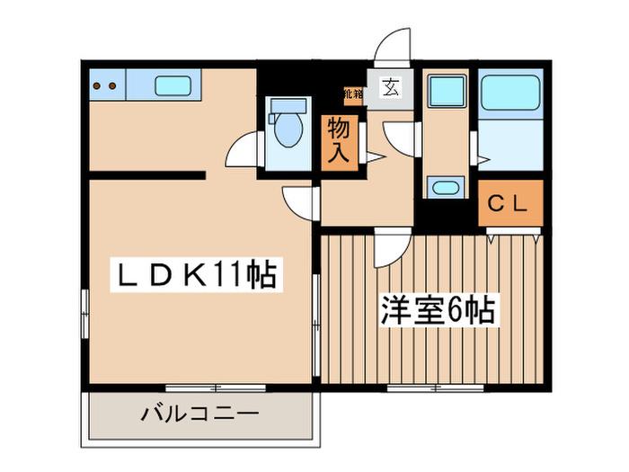 リブリ・ボナール(1LDK/1階)の間取り写真