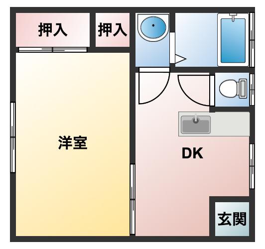 実籾ハイツ(1DK/2階)の間取り写真