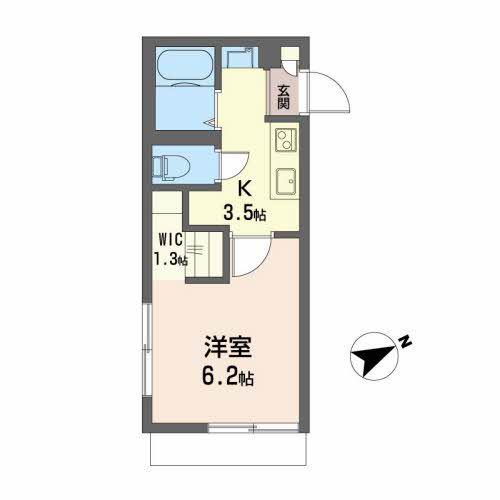 ジュネスTOKAI A(1K/1階)の間取り写真
