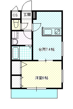 CREA雄徳山(1DK/1階)の間取り写真