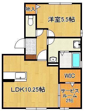 アルティスタD棟(1LDK/1階)の間取り写真