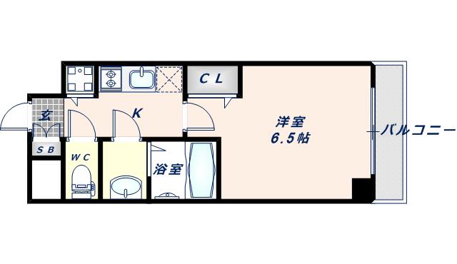 アドバンス大阪バレンシア(1K/2階)の間取り写真