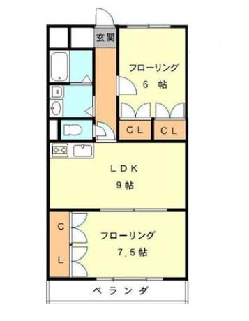 英ハイツ(2LDK/1階)の間取り写真