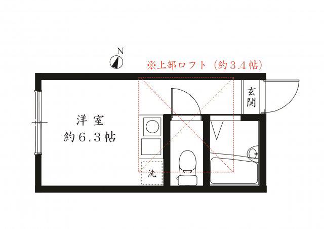 セシュエットハイツB(ワンルーム/2階)の間取り写真