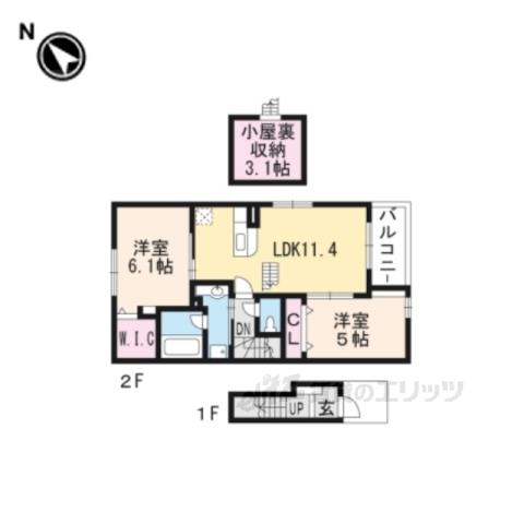 プラシード新城Ⅰ(2LDK/2階)の間取り写真
