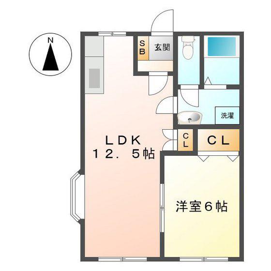 リバティー鈴木(1LDK/2階)の間取り写真