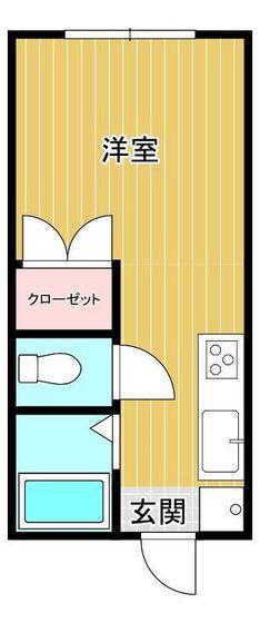 たなかハイツ I(ワンルーム/2階)の間取り写真