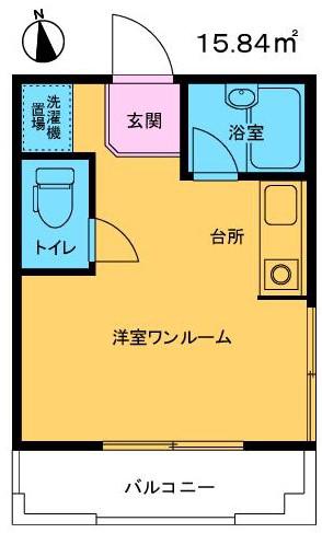 Uハイツ(ワンルーム/3階)の間取り写真