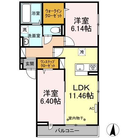 マーリエ II(2LDK/2階)の間取り写真