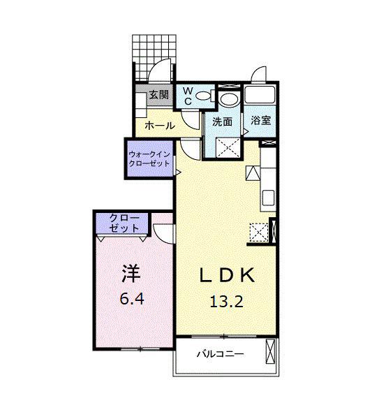 アドベントヒルズA棟(1LDK/1階)の間取り写真