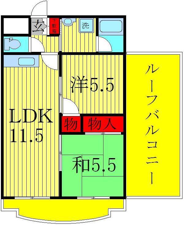 サンハイツ柏(2LDK/5階)の間取り写真