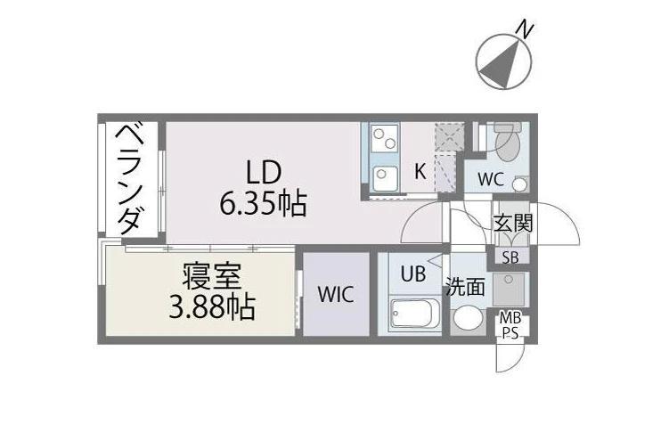 サニークレスト西新(2K/1階)の間取り写真