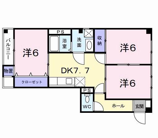 ディアコート(3DK/2階)の間取り写真