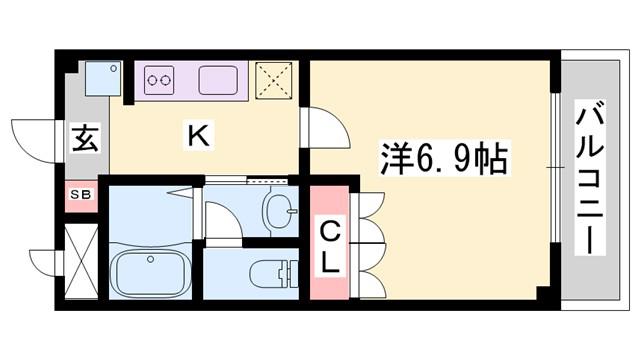 セピアコート(1K/2階)の間取り写真