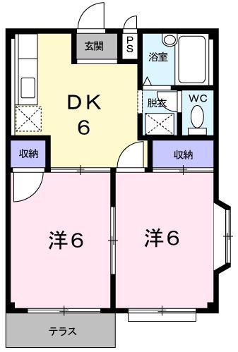 エルディム秀宝(2DK/1階)の間取り写真